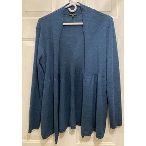 Eileen Fisher Cardigan Large Blue/Teal 100% Wool